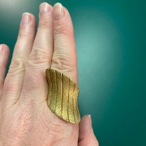 Gold/ silver Textured wave Statement Ring